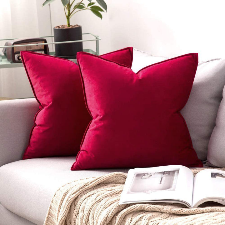 Plush Velvet Square Throw Pillow Set with Hidden Zipper and Down-Alternative Insert