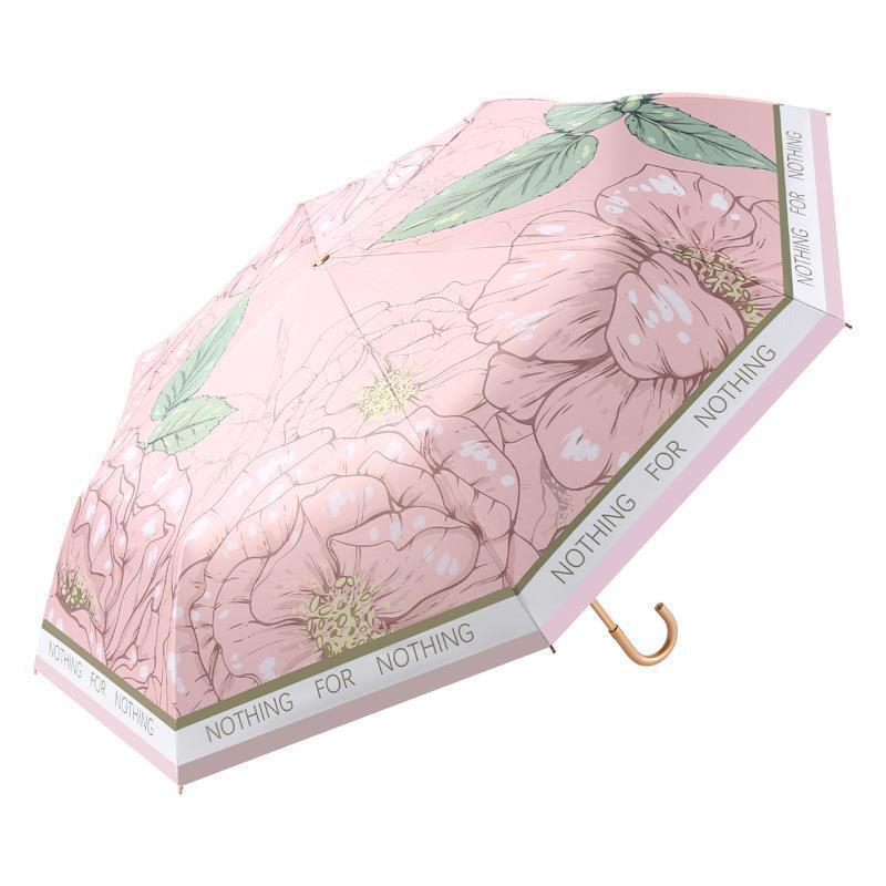 Ladies elegant folding umbrella with floral design and non-slip handle Kalsten