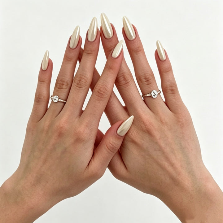 Metallic Almond-Shaped Press-On Nails Kalsten