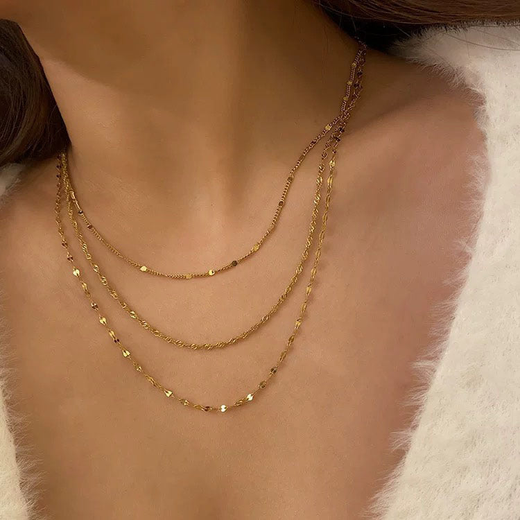 Multi-Layered Silver Chain Necklace Kalsten