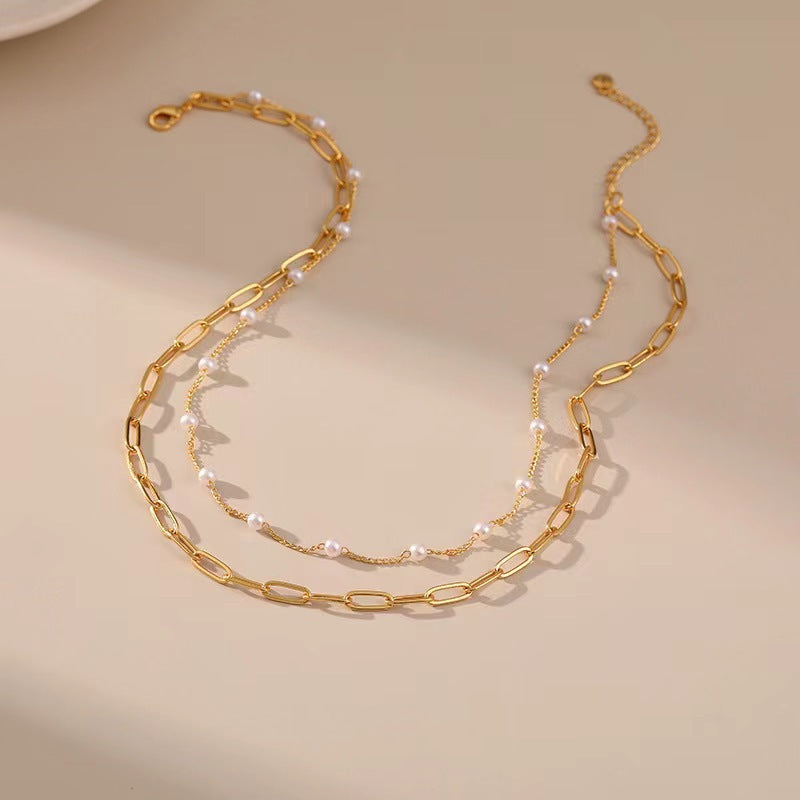 Double Layered Pearl Chain Anklet Kalsten