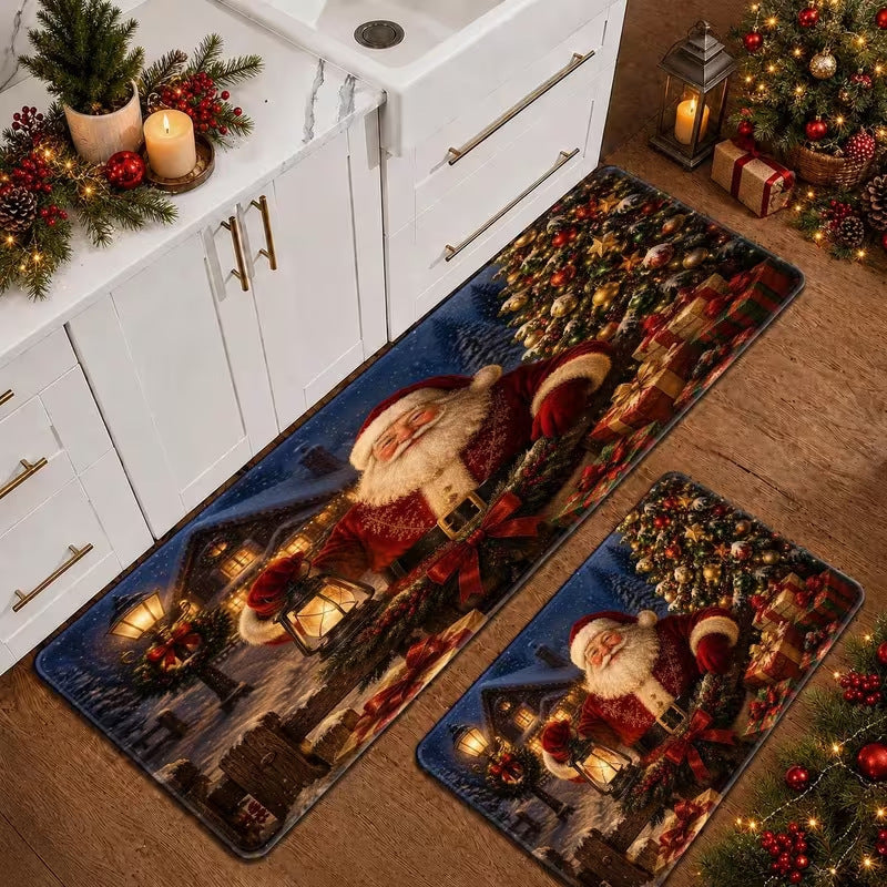 Christmas-Themed Kitchen Mat Set