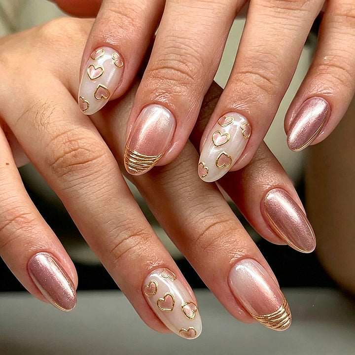 Glamorous Heart Pattern Press-On Nails