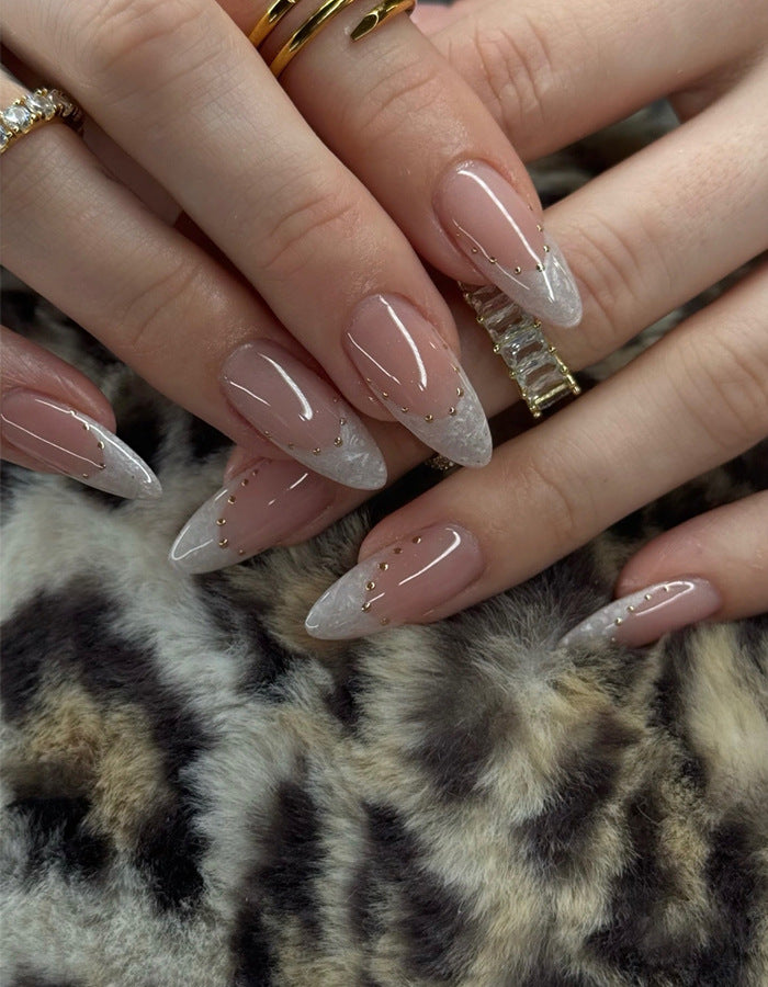 Elegant Stiletto Press-On Nails with Gold Accents Kalsten