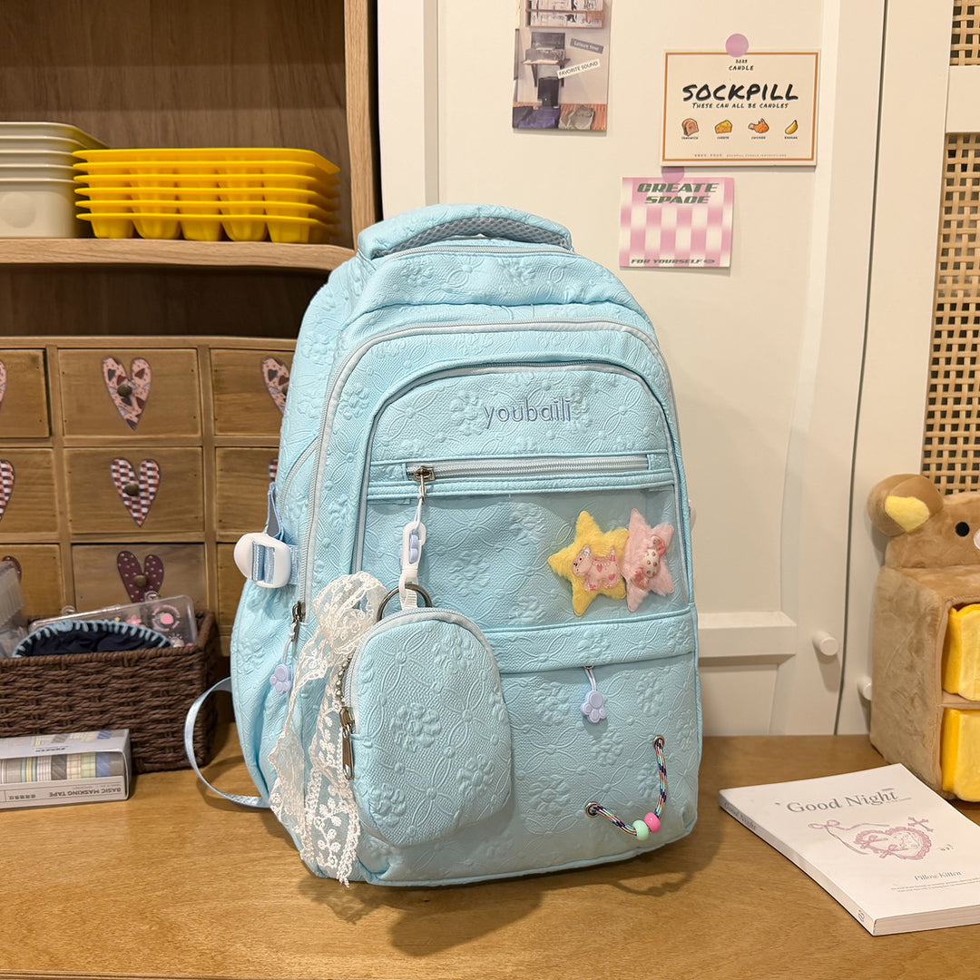 Decorative Floral-Embossed Backpack Kalsten