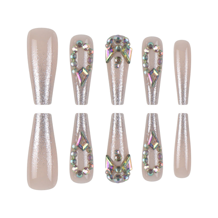 Rhinestone-Embellished Stiletto Press-On Nails Kalsten