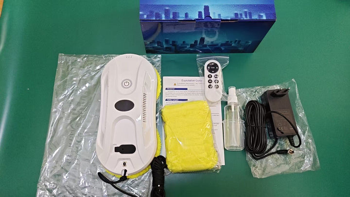 robotic window cleaner with dual spinning microfiber mops and spray function Kalsten