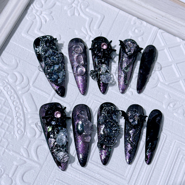 Gothic-Inspired Decorative Spider Nail Art Set