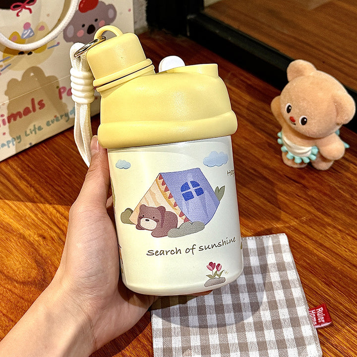 Women's Insulated Water Bottle with Playful Bear Design Kalsten