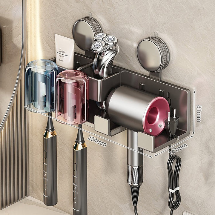 Wall-Mounted Hair Tool Organizer with Storage Compartment Kalsten
