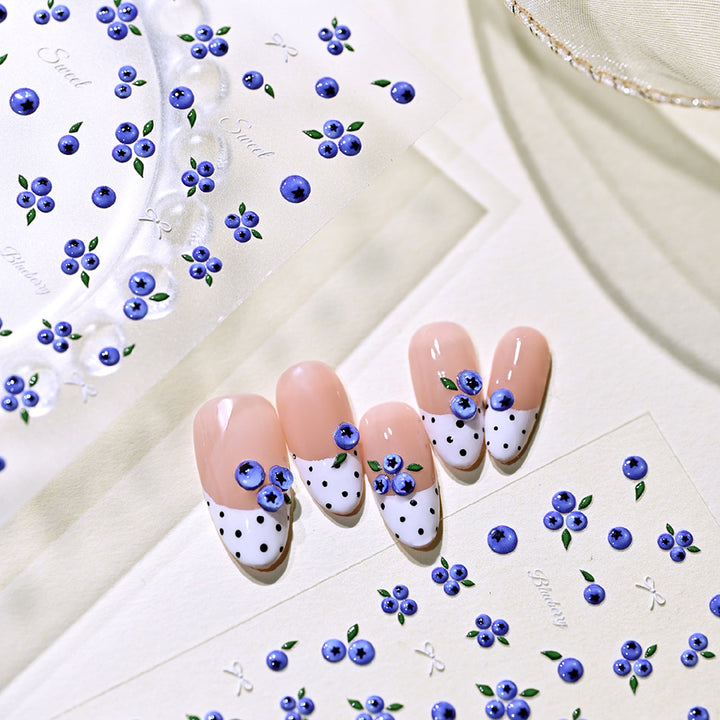 Blueberry-Themed Nail Art Stickers