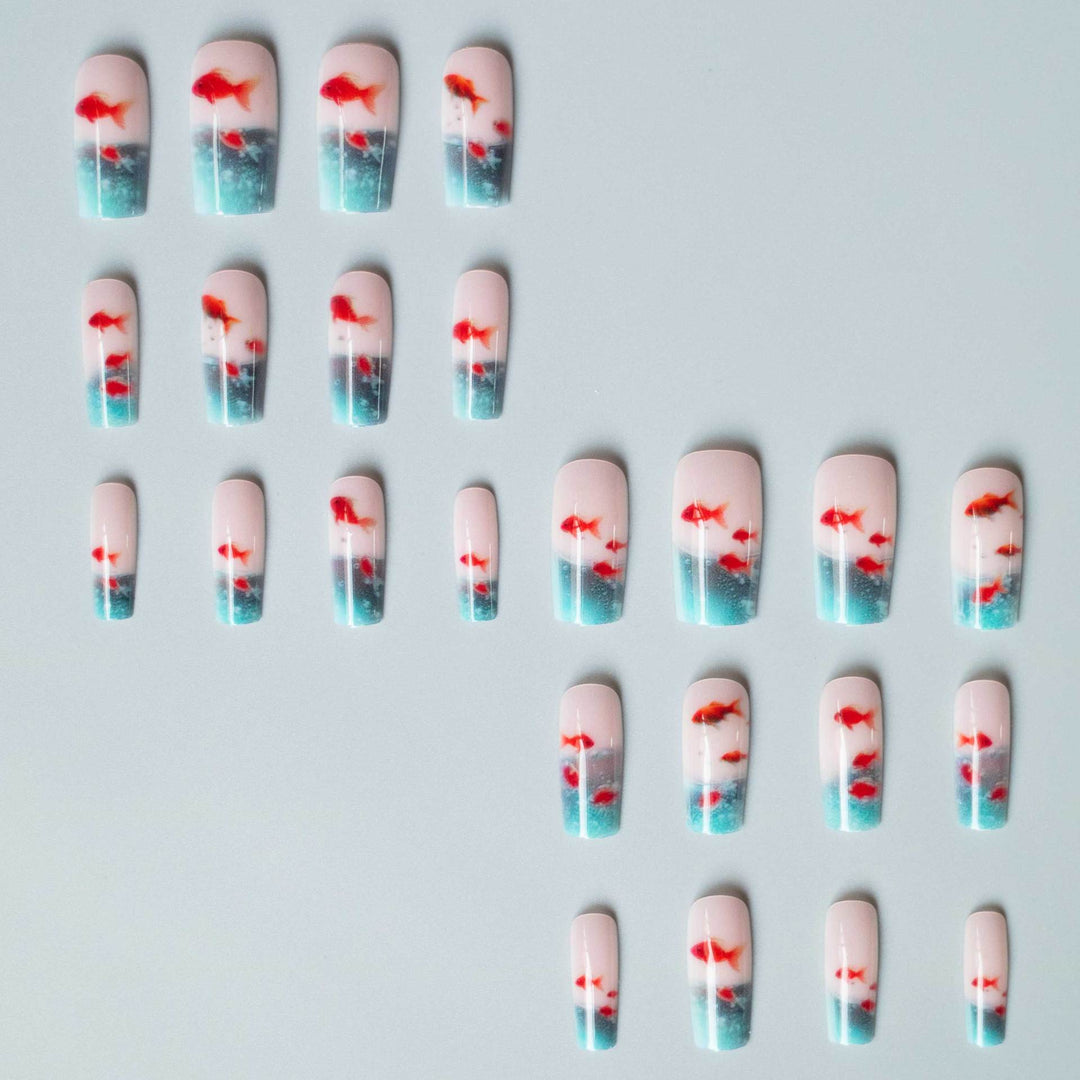 Artistic Aquarium-Inspired Nail Art