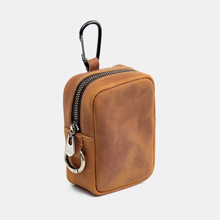 Leather Zippered Keychain Pouch