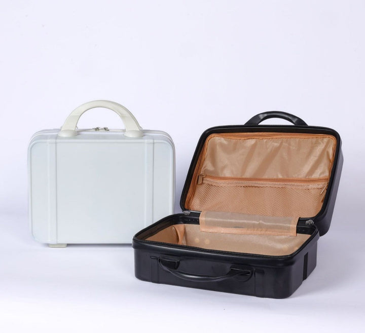 compact hard-shell mini travel vanity case with top handle secure zipper and stackable design Kalsten