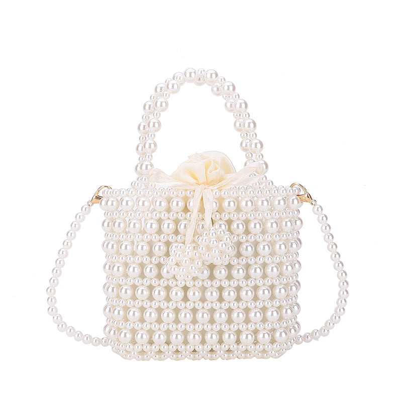 Pearl-Embellished Floral Evening Handbag