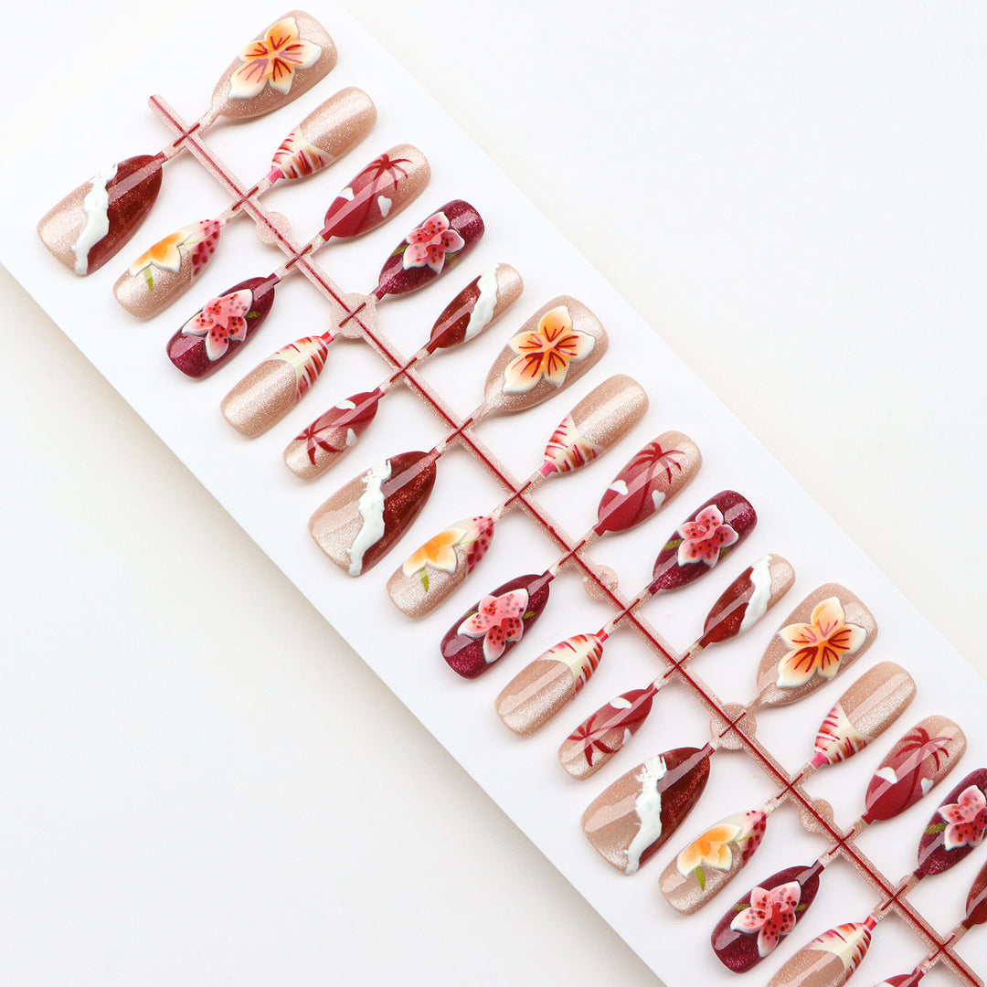 Floral-Inspired Creative Press-On Nail Art Set