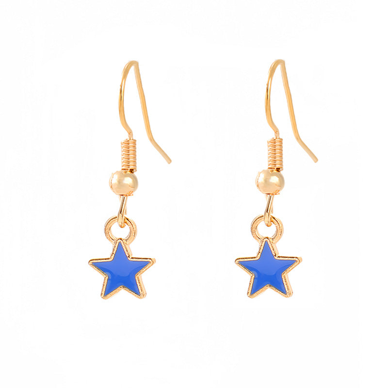 Ladies enamel earrings horseshoe with star stripe motif Kalsten