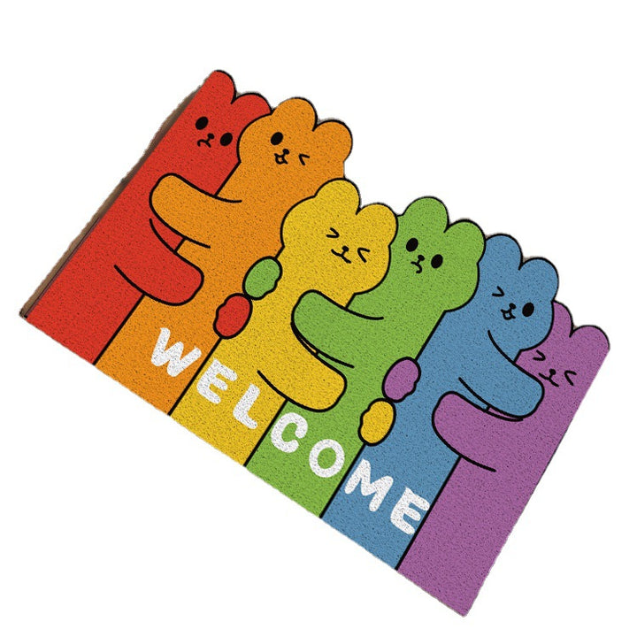Playful Cartoon Cat-Themed Welcome Mat Kalsten