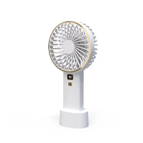 Unisex one-size compact rechargeable portable fan with digital battery level indicator and charging station Kalsten