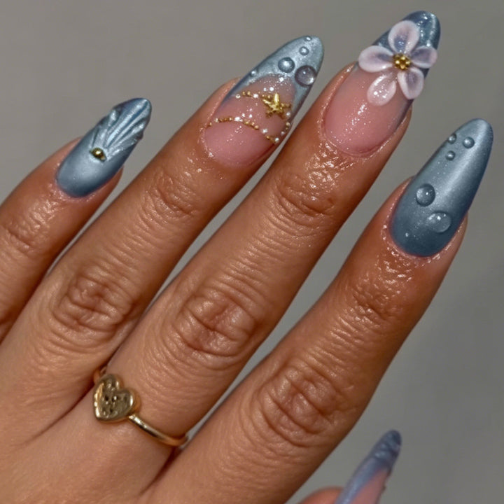 Decorative Press-On Nail Art Set with Gem Accents kalsten