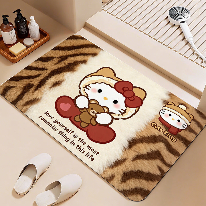 Leopard Print Hello Kitty Decorative Area Mat