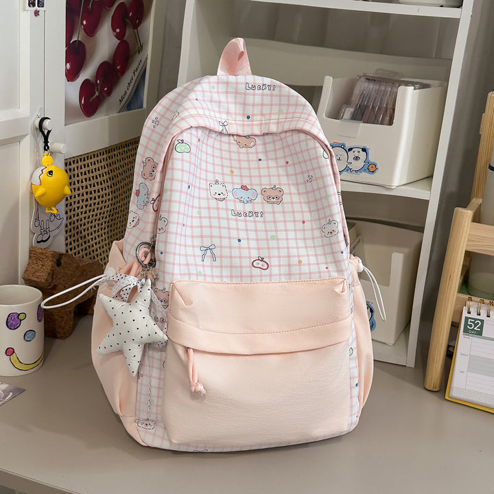 Cute Character Print Pink Backpack Kalsten