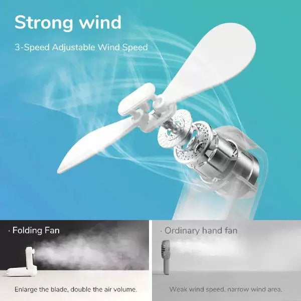 Unisex One Size Foldable Rechargeable Portable Mini Fan with Integrated USB Power Bank and Lanyard Kalsten