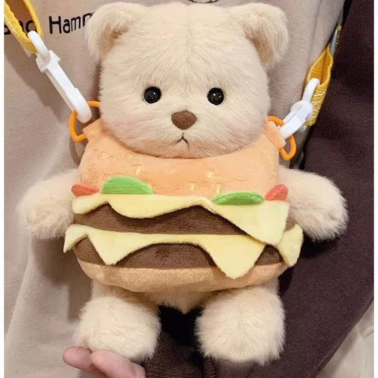 Plush Burger-Themed Teddy Bear