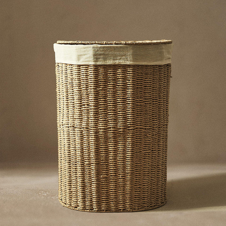 Round laundry basket made of natural materials Kalsten