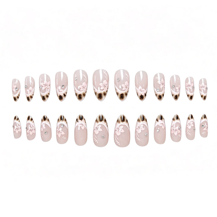 Elegant Floral-Design Acrylic Nail Enhancements Kalsten