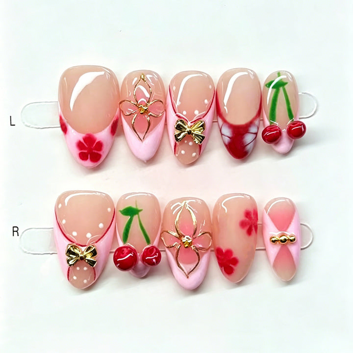Artistic Cherry Blossom Press-On Nail Set Kalsten