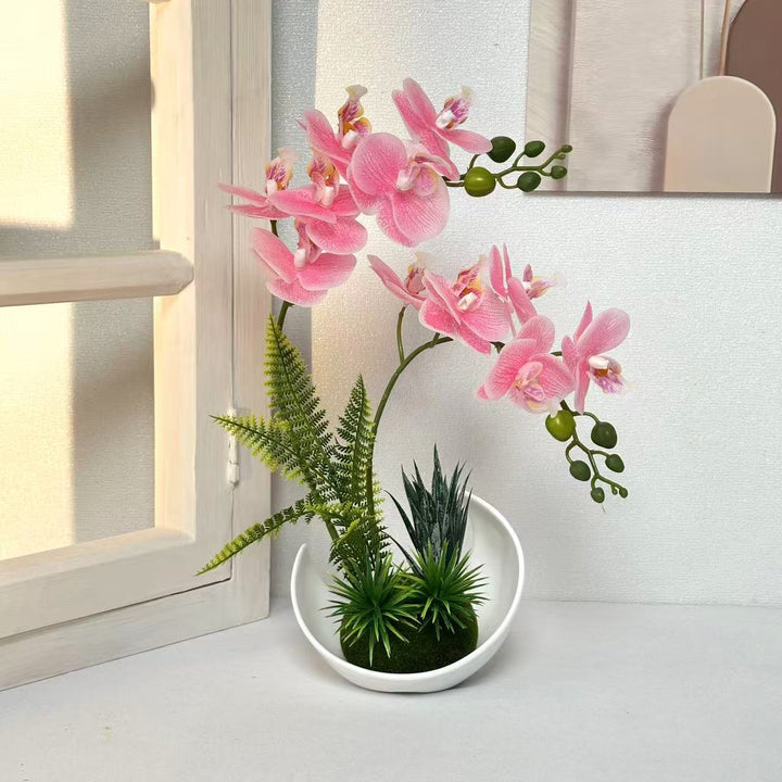 Lifelike Orchid Plant Arrangement for Indoor Display