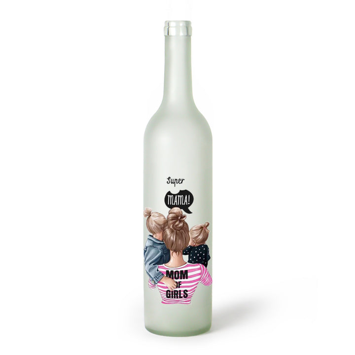 Decorative Frosted Glass Bottle Vase With Fashion Collage Decal