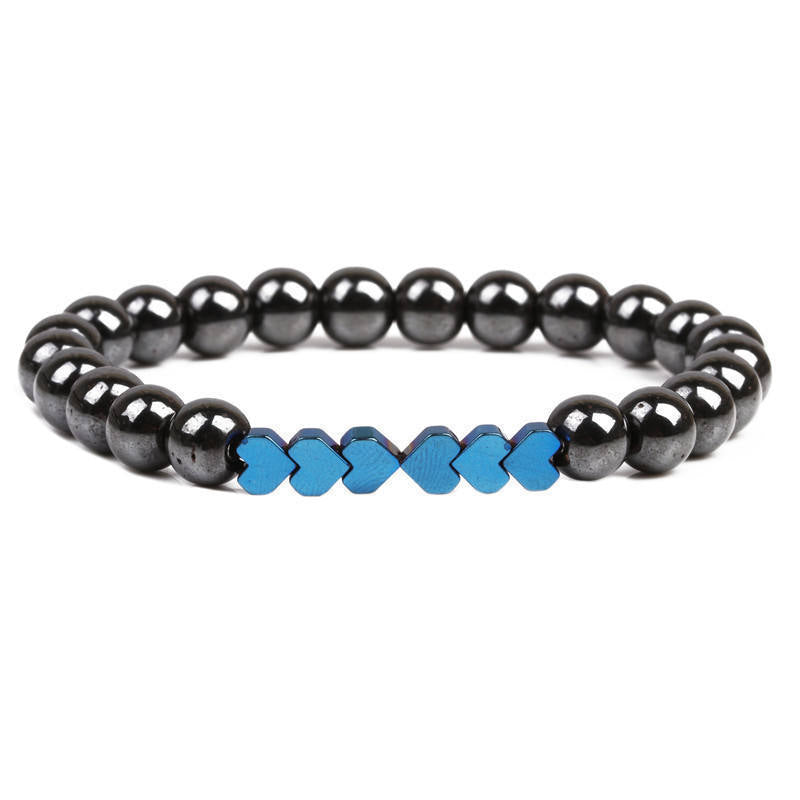 Natural Stone Beaded Bracelet with Heart Accents Kalsten