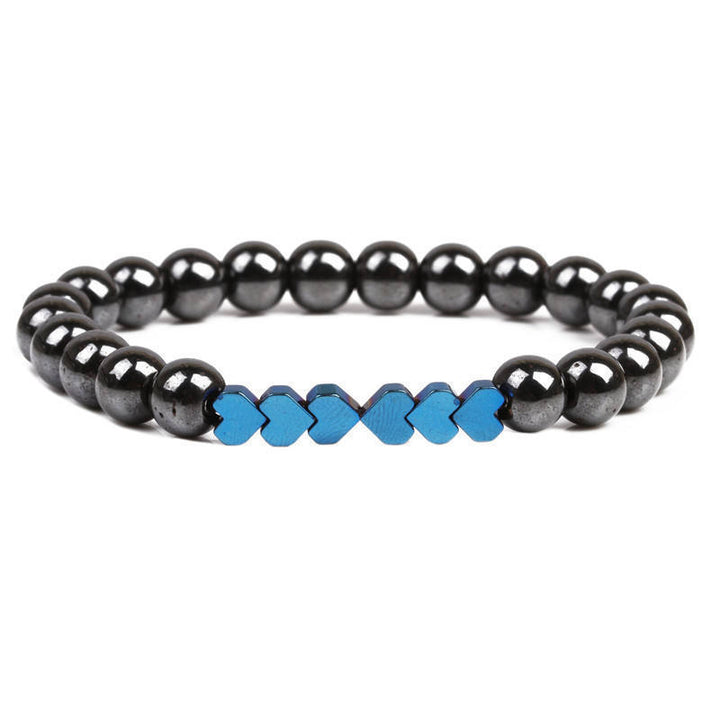 Natural Stone Beaded Bracelet with Heart Accents Kalsten