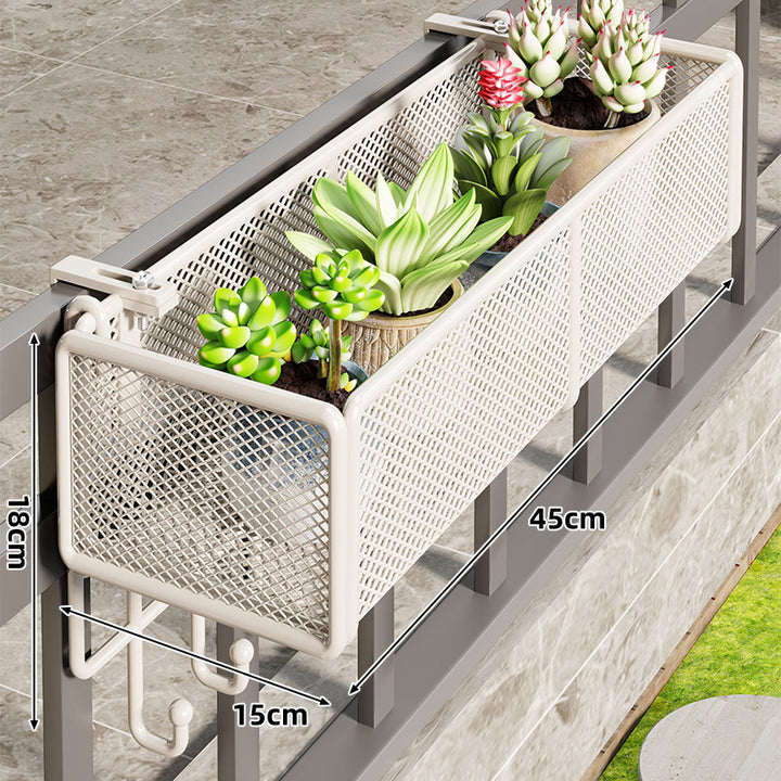 Mesh Balcony Hanging Planter Box with Clamp-On Mount and Drainage