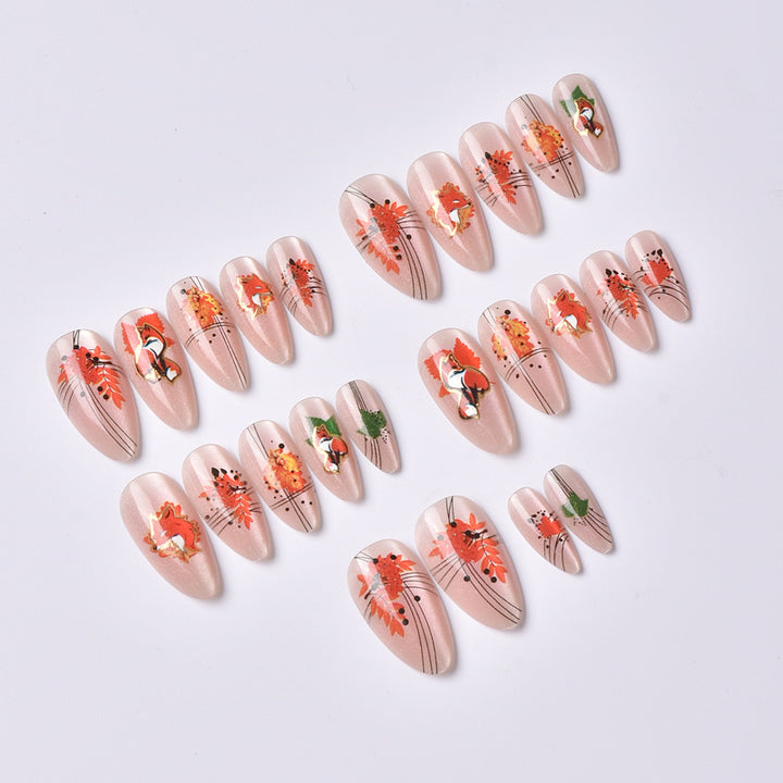 Fall-Themed Press-On Nail Art Set Kalsten