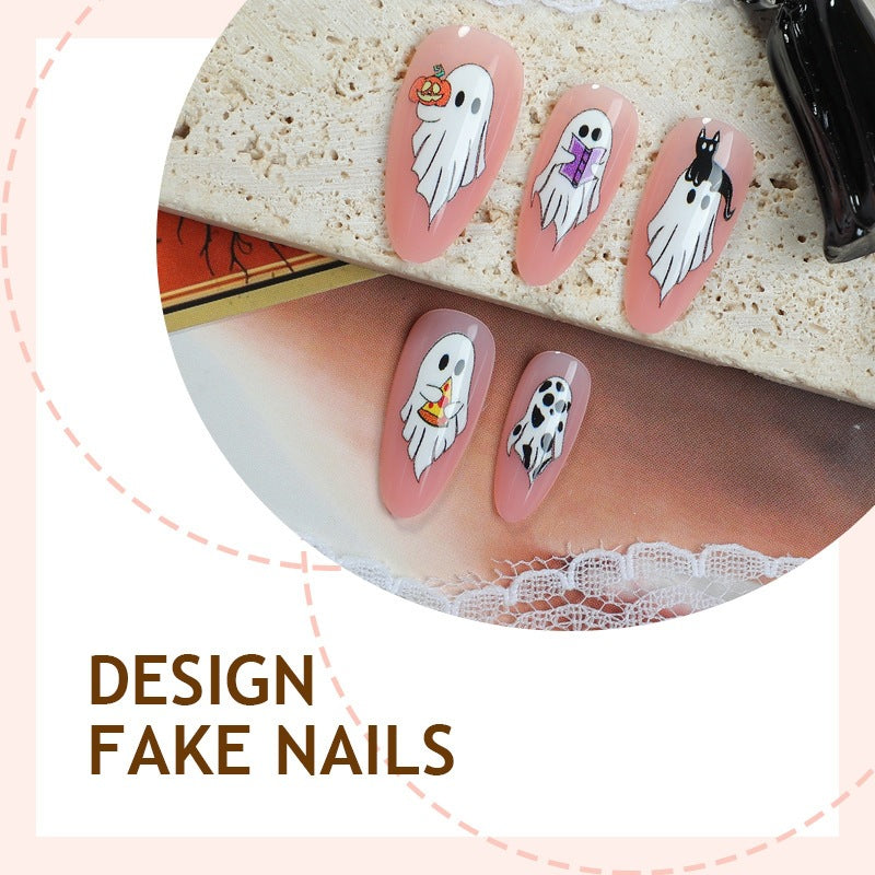Creative Acrylic Nail Set with Halloween Motifs Kalsten