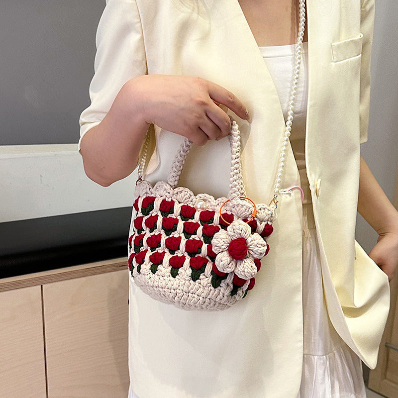 Cute Floral Crochet Handbag