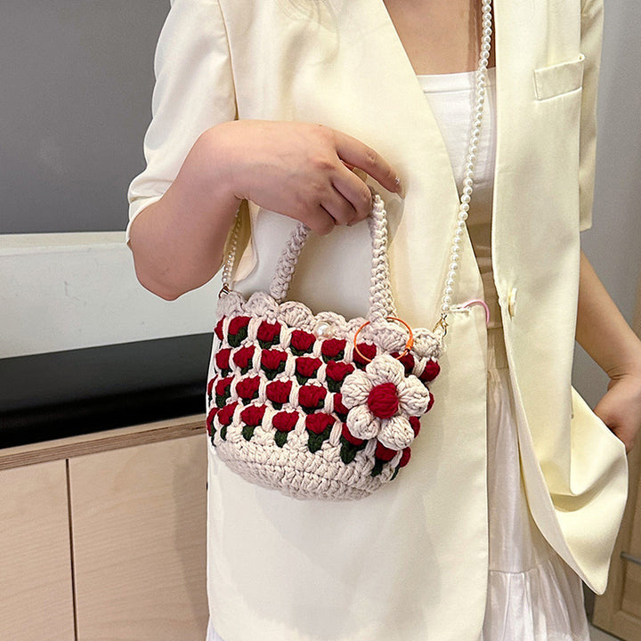 Cute Floral Crochet Handbag