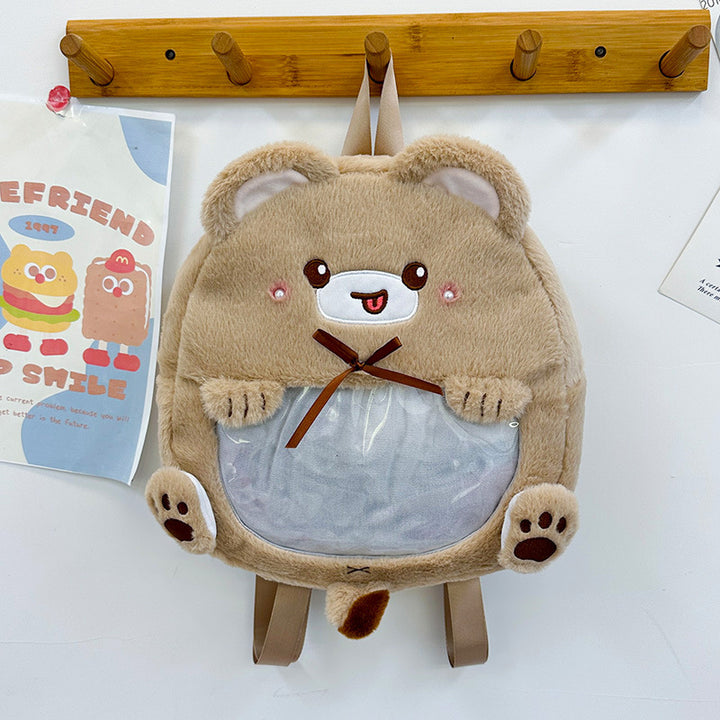 Plush children's backpack with animal motif and practical viewing window Kalsten