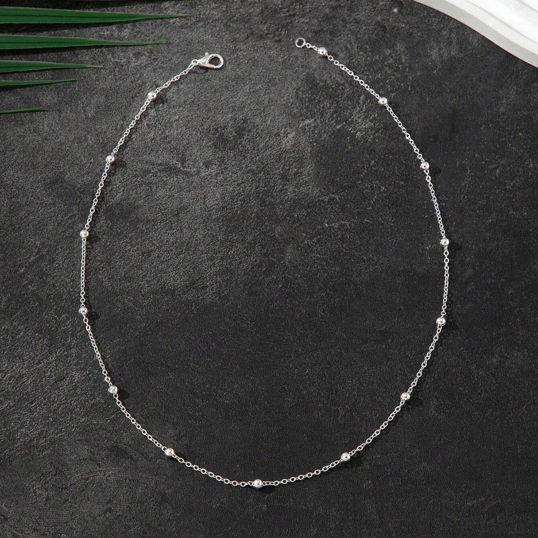 Delicate Silver Beaded Chain Necklace Kalsten