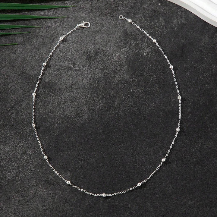 Delicate Silver Beaded Chain Necklace Kalsten