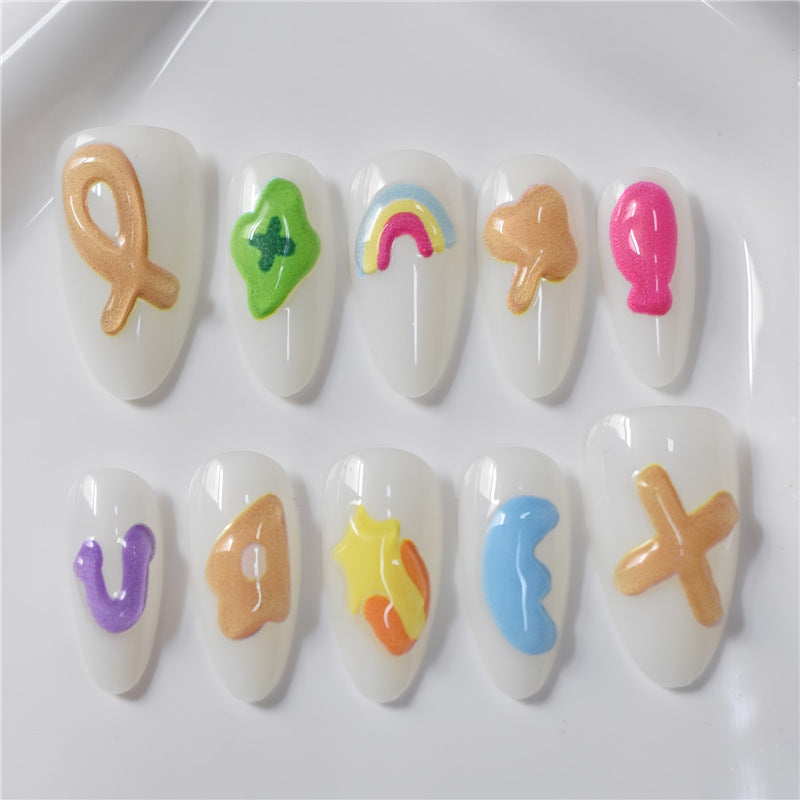 Artistic Cartoon-Themed Press-On Nail Art Set Kalsten