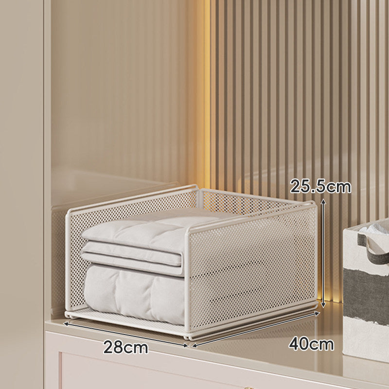 Perforated Steel Fabric Storage Basket with Raised Sliding Base