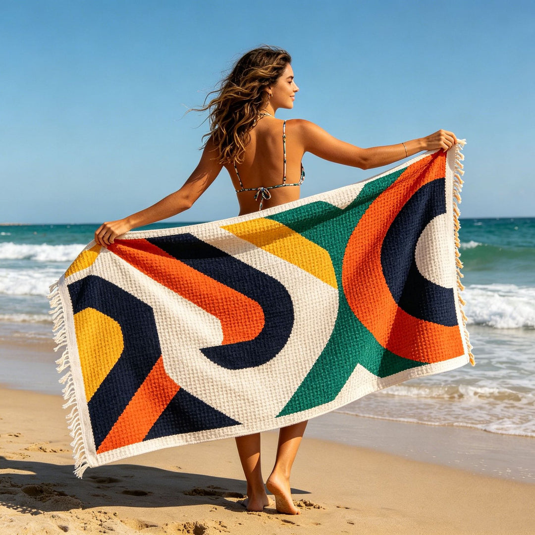 Multifunctional beach blanket with exotic floral pattern Kalsten