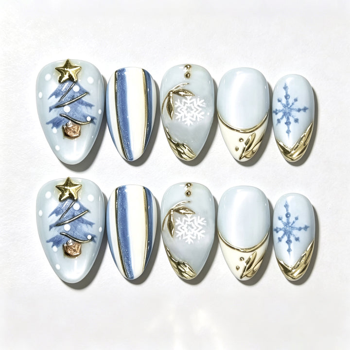 Festive Decorative Press-On Nail Art Set