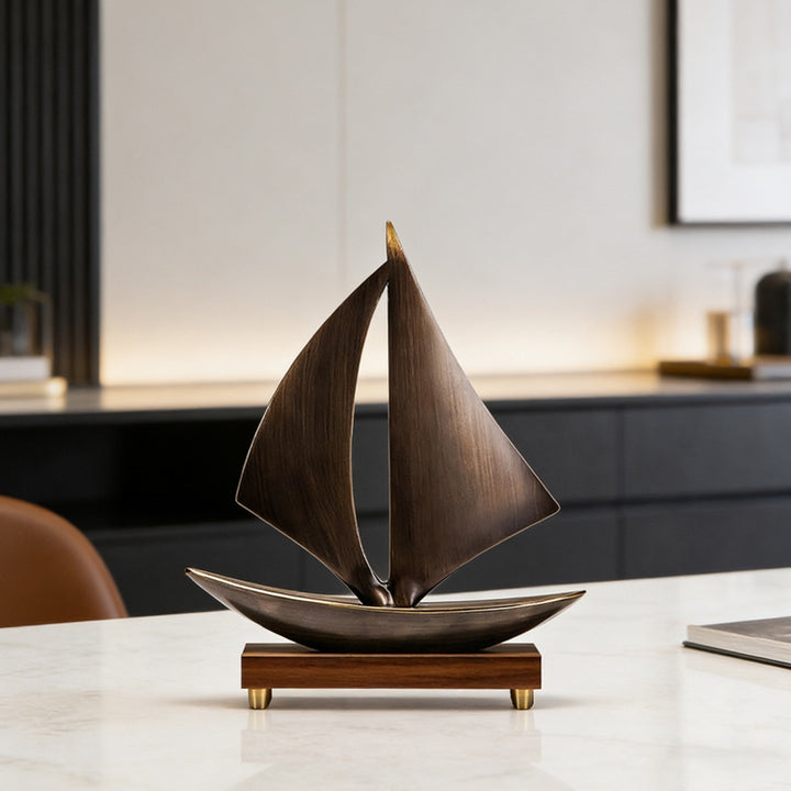 Nautical-Themed Decorative Sailboat Sculpture