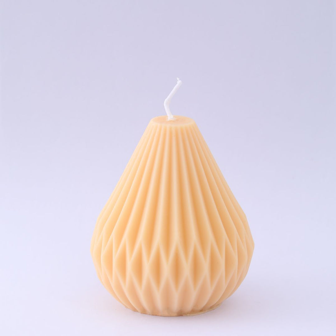 Sculptural Faceted Pear-Shaped Decorative Pillar Candle
