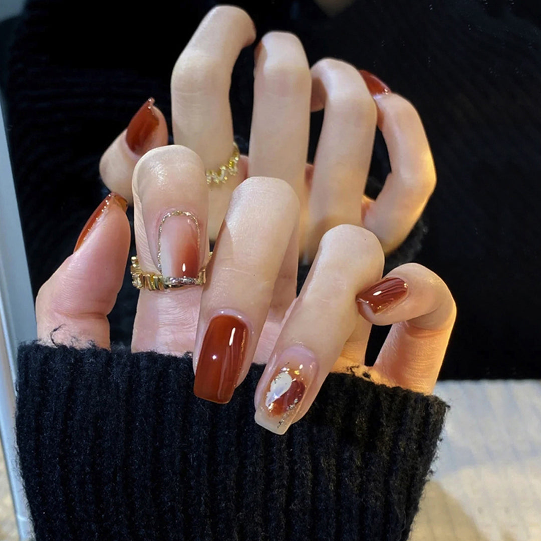 Elegant Press-On Nail Set with Sparkling Tip Accents Kalsten